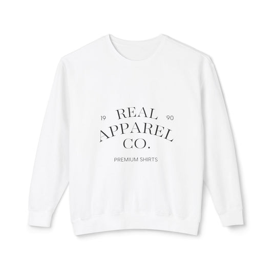 Real Apparel Co. Crewneck Sweatshirt — Minimal Vintage Logo Lightweight Pullover